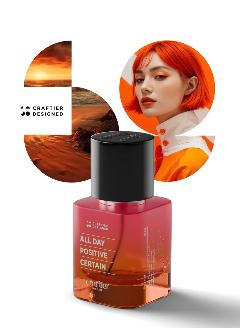 Craftier Perfume All Day Positive Certain Craftier Designed ALL DAY POSITIVE CERTAIN Eau De Parfum For Women - 50ml, Long Lasting Floral Fresh Perfume, Longevity Upto 24 Hours, Premium Women's Fragrance For Summer for Women | Best Price UAE