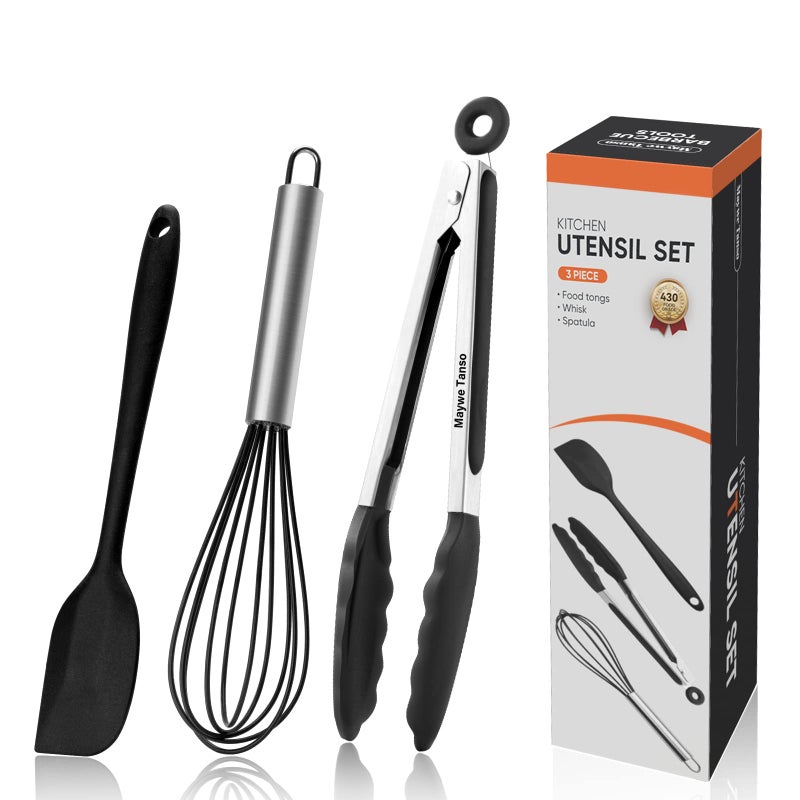 Silicone Tongs for Cooking Set of 3Maywe Tanso 11Kitchen Tongs with Silicone Tips 600F Heat Resistant10Whisk for Nonstick Cookware Plus 85SpatulaCooking SetDishwasher Safe