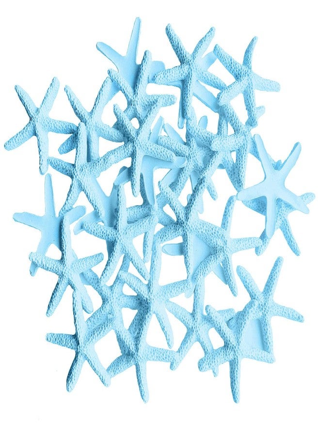 AHIER Light Blue Starfish Decor, Starfish Ornaments, 30 Pieces Small Finger Resin Starfish for Crafts and Wedding Home Decor - Image 1