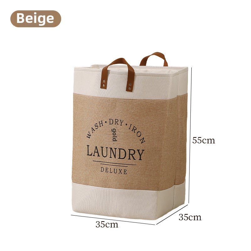 Foldable Laundry Basket Household Fabric Toy Clothes Storage Bucket Large Capacity Dirty Clothes Storage Basket Dirty Clothes Basket(Indo Beige) - Image 1