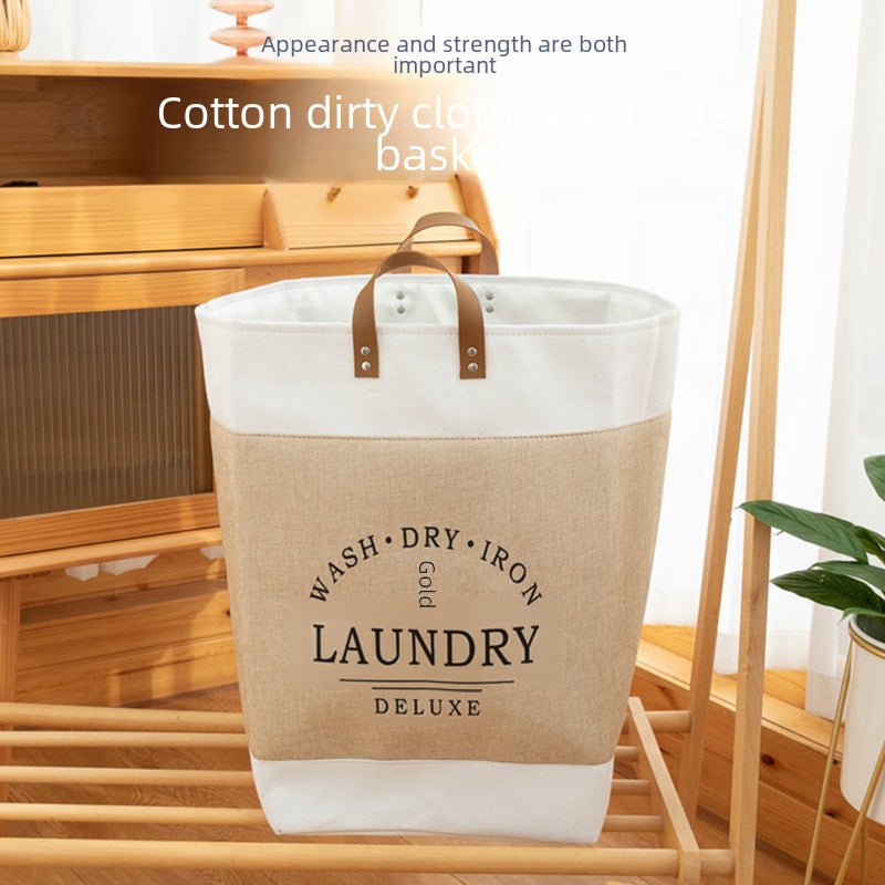 Foldable Laundry Basket Household Fabric Toy Clothes Storage Bucket Large Capacity Dirty Clothes Storage Basket Dirty Clothes Basket(Indo Beige) - Image 2