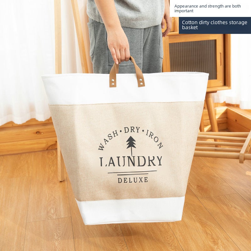 Foldable Laundry Basket Household Fabric Toy Clothes Storage Bucket Large Capacity Dirty Clothes Storage Basket Dirty Clothes Basket(Indo Beige) - Image 3
