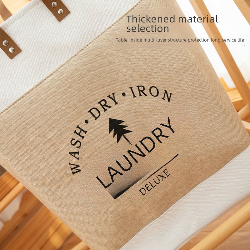 Foldable Laundry Basket Household Fabric Toy Clothes Storage Bucket Large Capacity Dirty Clothes Storage Basket Dirty Clothes Basket(Indo Beige) - Image 5