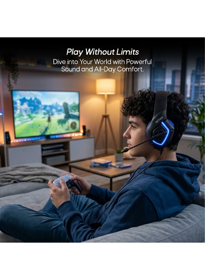 INTEX Titan Gaming Headset, Mic, Volume Control Knob, Mic Mute Option, Xbox One, Xbox One S, Playstation4, Playstation 5, PC, Phone Black - Image 3