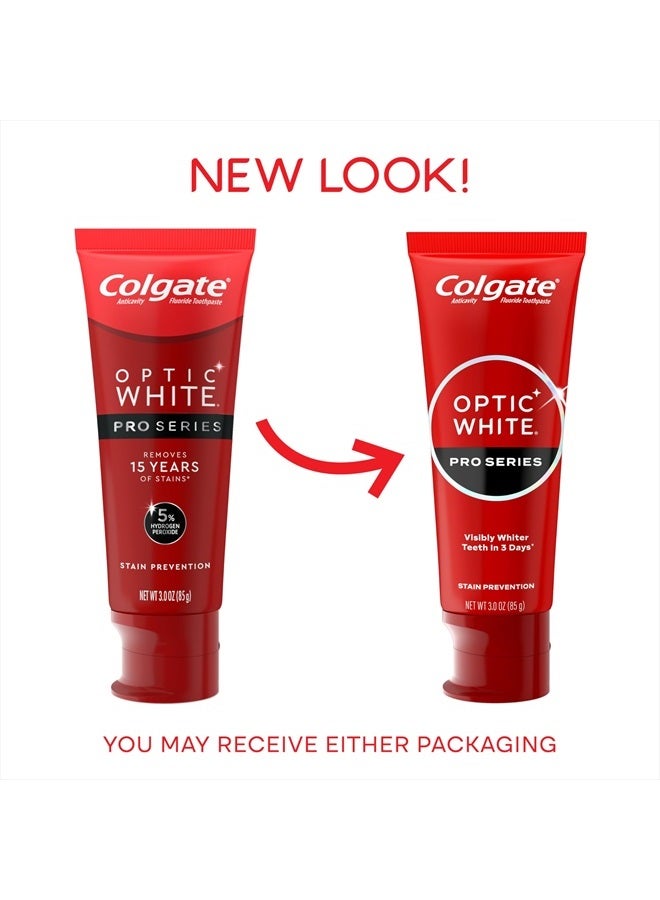 Colgate معجون أسنان أوبتيك وايت برو سيريز للتبييض مع 5% بيروكسيد الهيدروجين، منع البقع، أنبوب 3 أونصات - Image 2
