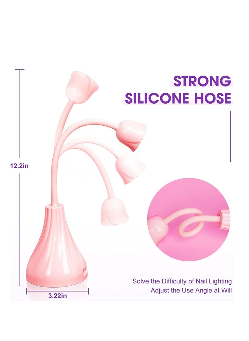Excefore Nail Lamp, Pink Dryer Flash Cure Mini LED Light, Rotatable Gooseneck Extension Gel Curing Lamp for Art DIY  - Image 3