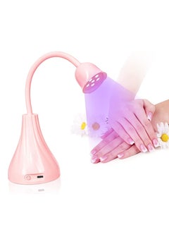 Excefore Nail Lamp, Pink Dryer Flash Cure Mini LED Light, Rotatable Gooseneck Extension Gel Curing Lamp for Art DIY  - Image 1