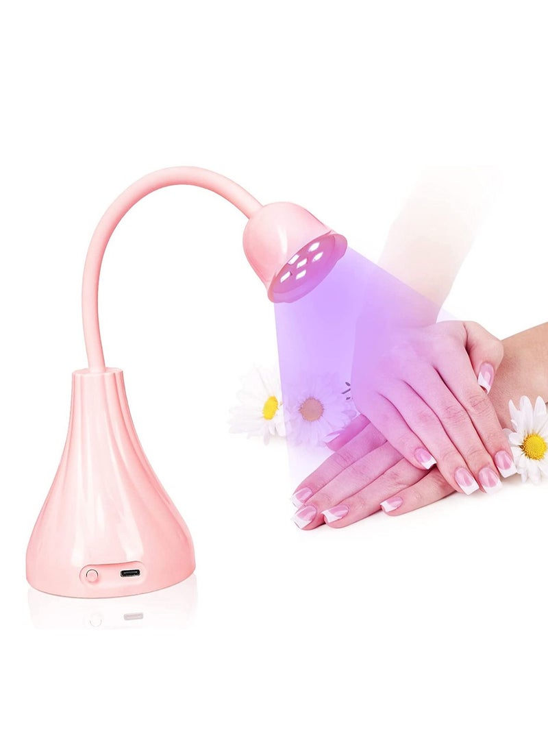Excefore Nail Lamp, Pink Dryer Flash Cure Mini LED Light, Rotatable Gooseneck Extension Gel Curing Lamp for Art DIY  - Image 1
