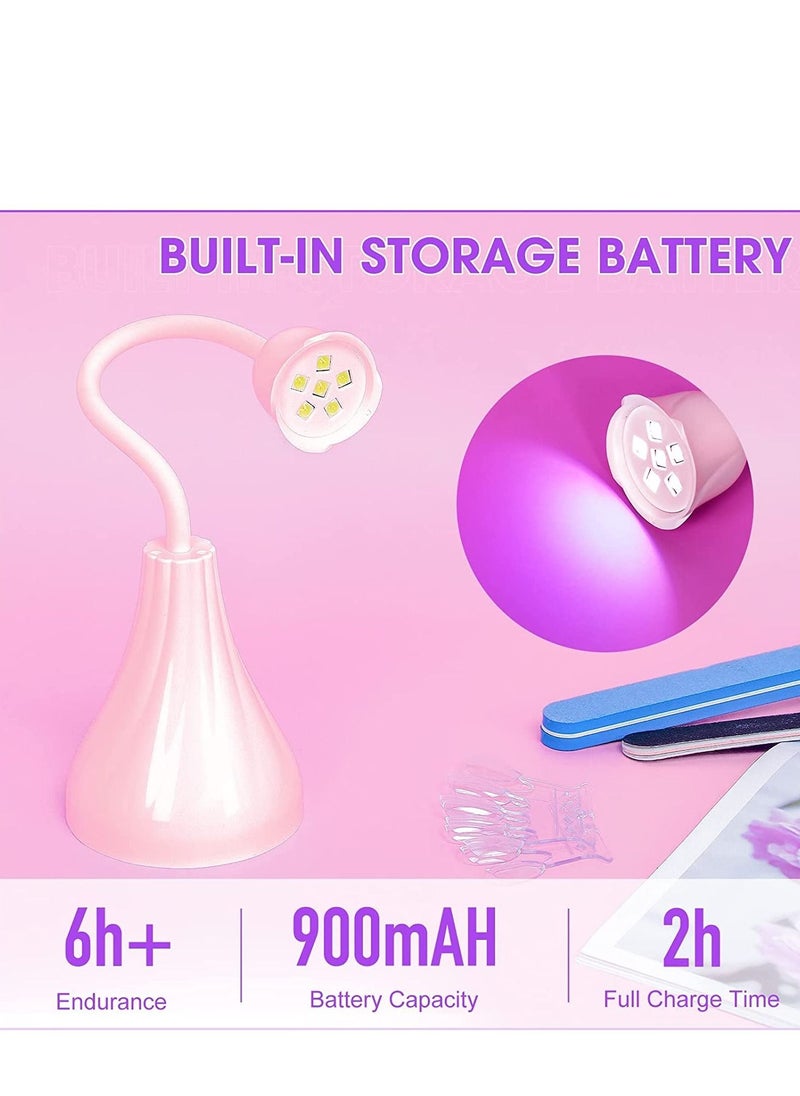 Excefore Nail Lamp, Pink Dryer Flash Cure Mini LED Light, Rotatable Gooseneck Extension Gel Curing Lamp for Art DIY  - Image 5