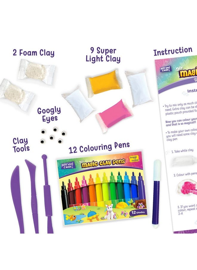 Imagimake - Magic Clay | Colour & Create | Unicorn Craft Kit | Air Dry Clay For Art & Craft | Make 10 Super Clay Creations | Birthday Gift For 5,6,7,8 Year Old Girls & Boys - Image 1