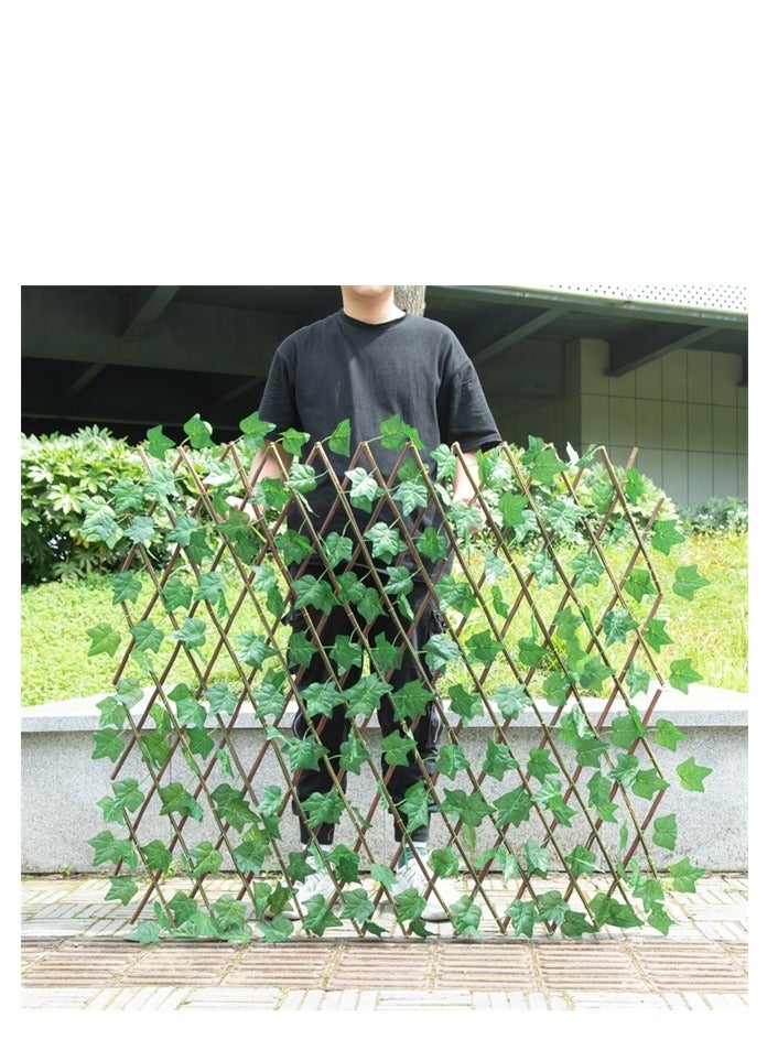 بلومنغ تايم 1.2m Expandable Large Fence with Faux Plants-Style 1  bigger leaves - Image 1
