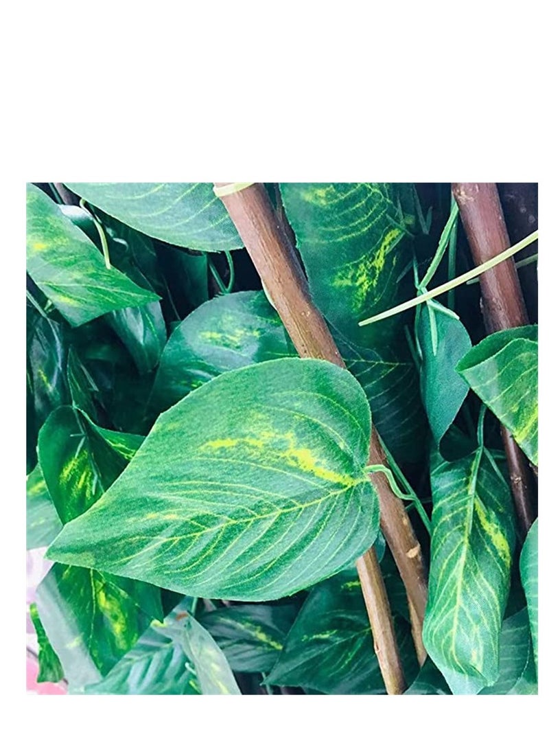 بلومنغ تايم 1.2m Expandable Large Fence with Faux Plants-Style 1  bigger leaves - Image 2