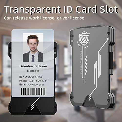 Oaridey Minimalist Wallet for Men- Slim Aluminum Metal Money Clip Wallet with Clear ID Card Holder, Carbon Fiber Wallet, RFID Blocking, Holds up 15 Cards with Cash Clip, Ultra-Thin Tactical Wallet-Navy Blue - Image 2