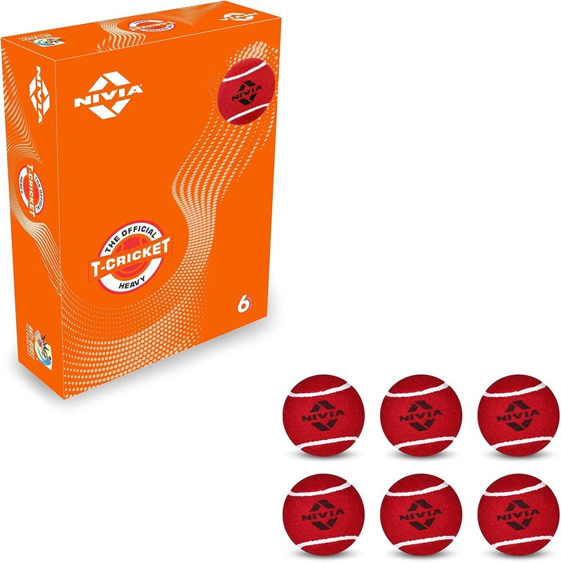 نيفيا كرات كريكيت ثقيلة الوزن – عبوة 6، كرات متينة للتدريب والممارسة - Image 1