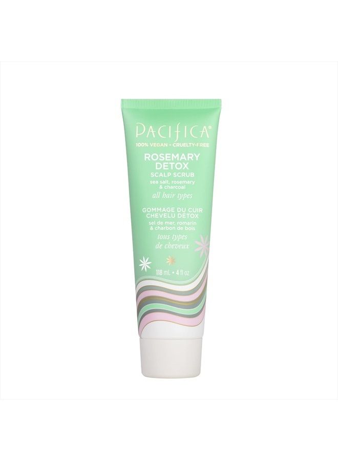 Pacifica مقشر فروة الرأس بالروزماري لإزالة السموم، الجوجوبا، ملح البحر، الفحم، علاج تقشير لطيف لفروة الرأس، إزالة تراكمات المنتجات، جميع أنواع الشعر، خالٍ من الكبريتات والسيليكون، نباتي وخالٍ من القسوة - Image 1