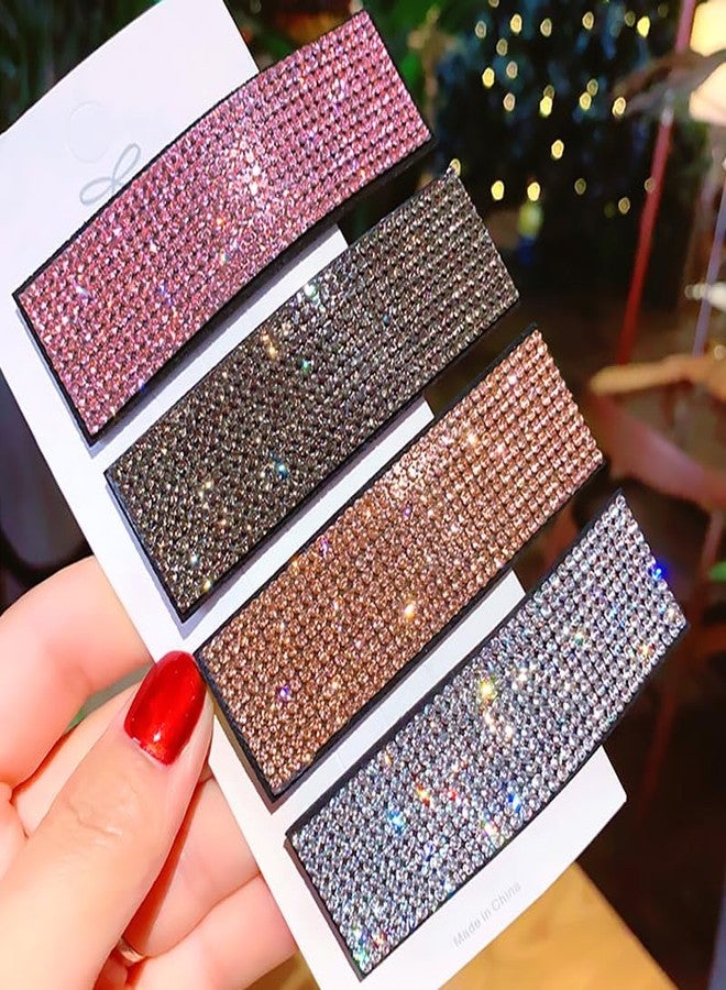 EPARTY- 4PCS Women Shining Rhinestone Hairpins Crystal Barrettes Girl Kids Cute Geometric Hair Clips Korean Bangs Side Clip Hair Accessorie - Image 1