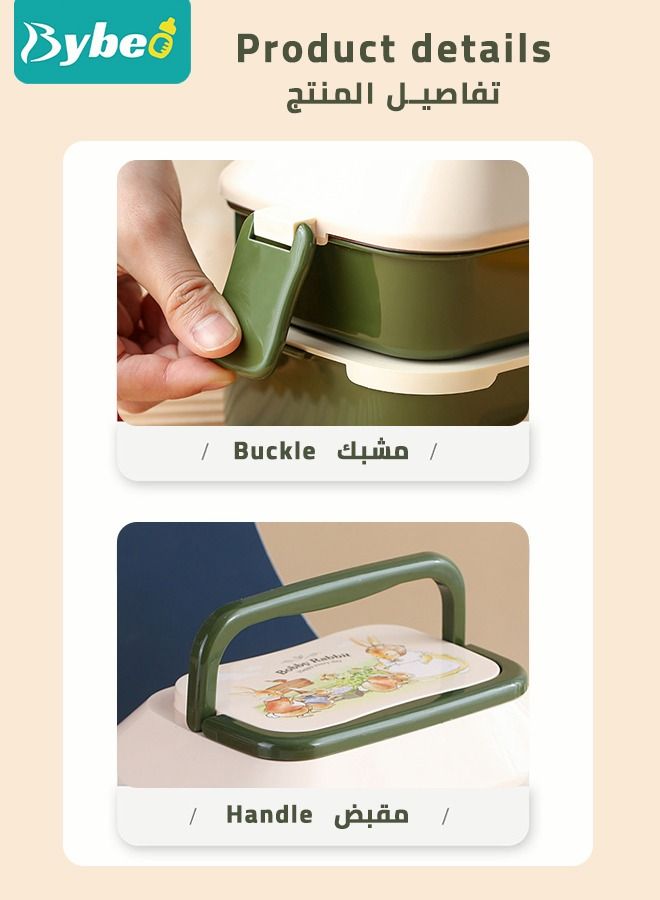 Bybeo Lunch Box Robust Snack Containers with Spoon Fork Utensils Set 2 layers - 3 Compartments - Image 5