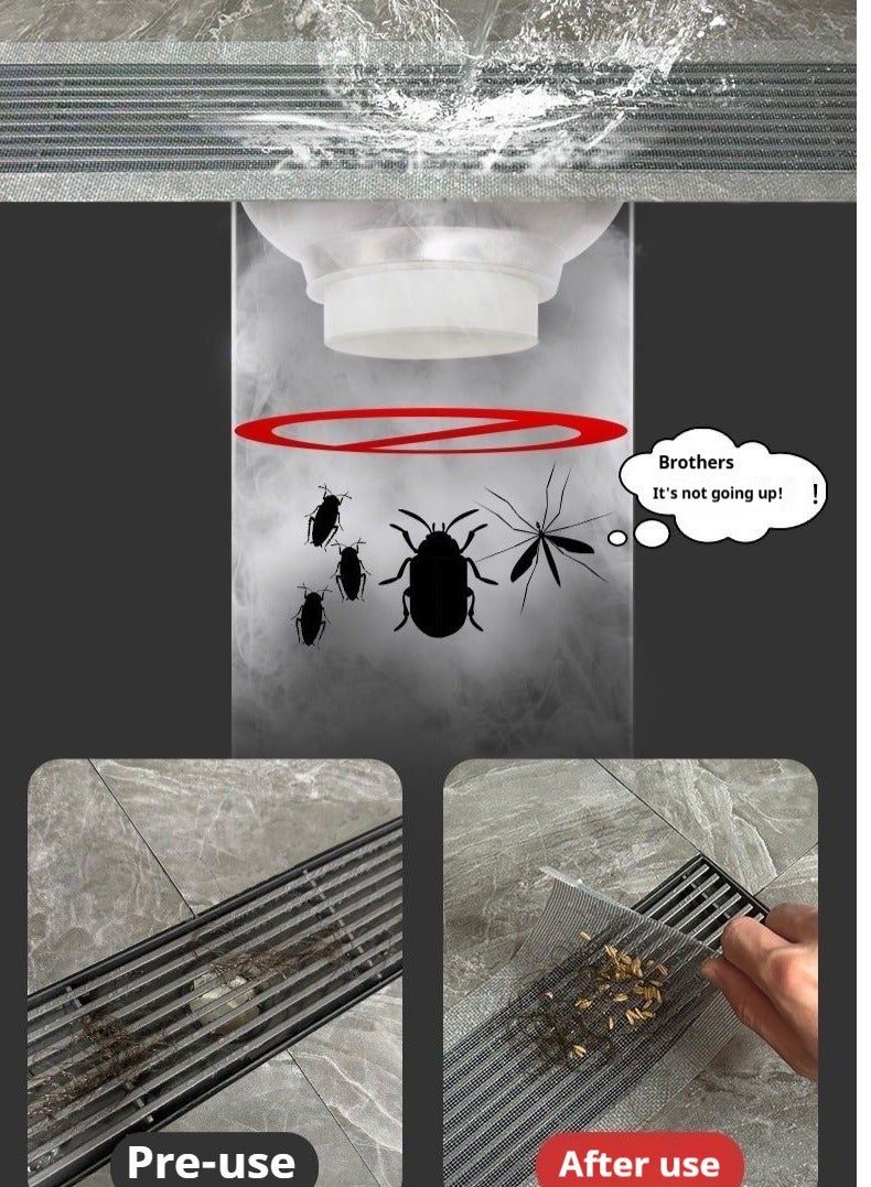 12 سم * 500 سم يمكن قصها بحرية حسب الحجم، ملصق شبكة تصريف الدش القابل للتصرف، غطاء التصريف، ملصق تصريف الأرضية، ملصق مصفاة الحوض، ملصق مصفاة الحوض، ماسك الشعر، الحمام، غرفة الغسيل، حوض الاستحمام، المطبخ، الحوض، إلخ. - Image 4