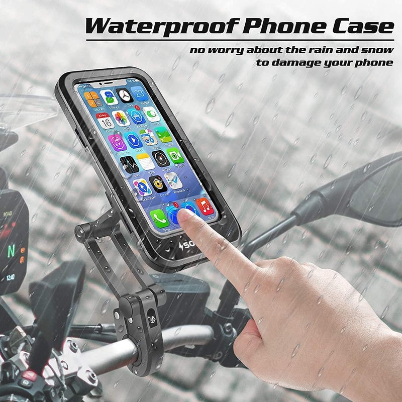 Sounce Bike Phone Mount Waterproof Cell Phone Holder 360 Rotation Motorcycle Smartphone Case Universal Bicycle Handlebar Sensitive Touch Screen Fit Below 4-7.2 Inches Smartphone (Black) - Image 5
