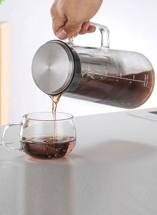 Glass Coffee Cold Brew Maker Pot Jug 1.4L Stainless Steel Filter Ice Brewed Coffee Tea Infuser Pot  - Image 2