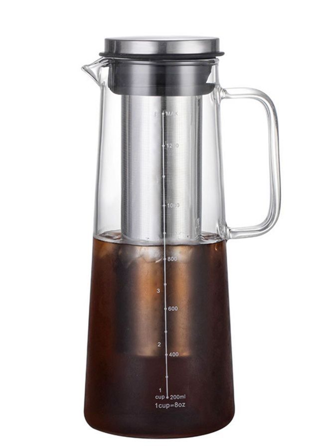 Glass Coffee Cold Brew Maker Pot Jug 1.4L Stainless Steel Filter Ice Brewed Coffee Tea Infuser Pot  - Image 1