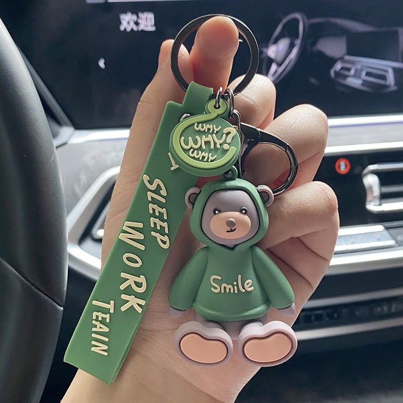 سلسلة مفاتيح دب هودي كرتوني لطيف لسيارة، هدية إبداعية بالجملة - Image 2