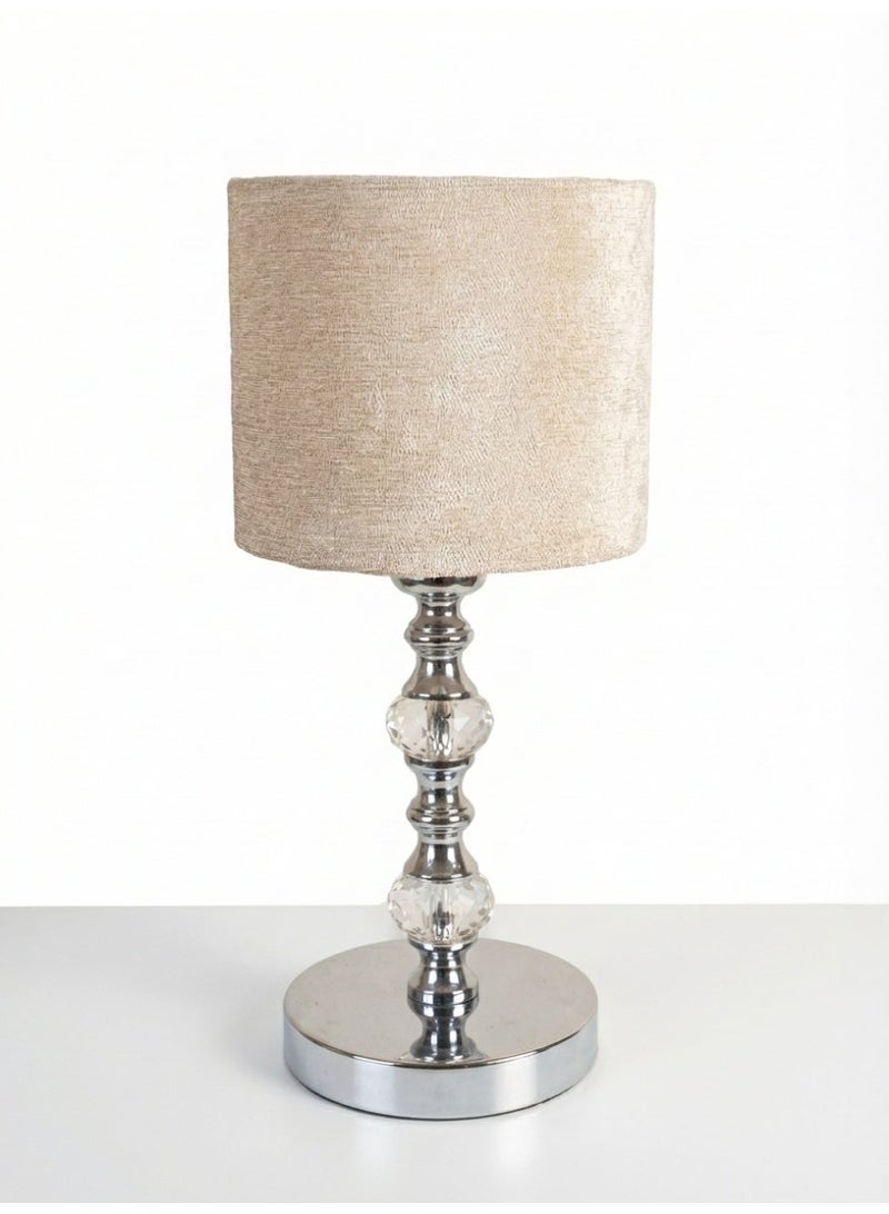 Handmade Modern Table Lamp - Silver Base - 2 Crystal Spheres - 32cm Height - Image 5