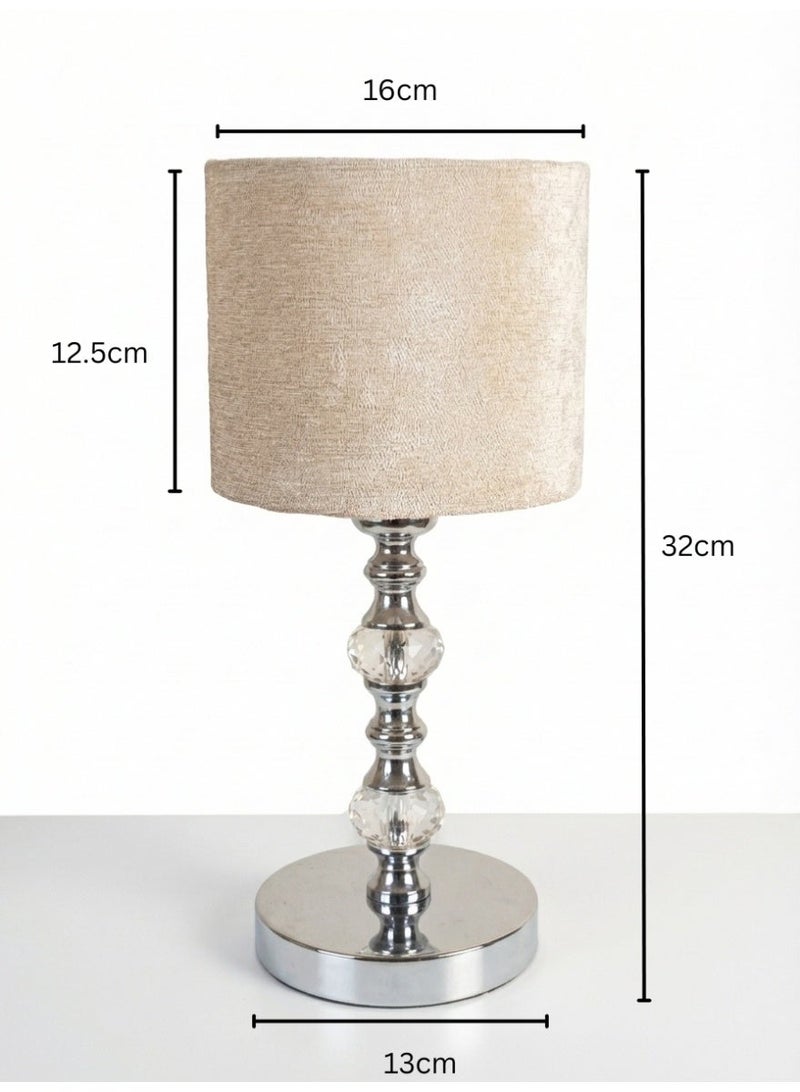 Handmade Modern Table Lamp - Silver Base - 2 Crystal Spheres - 32cm Height - Image 2