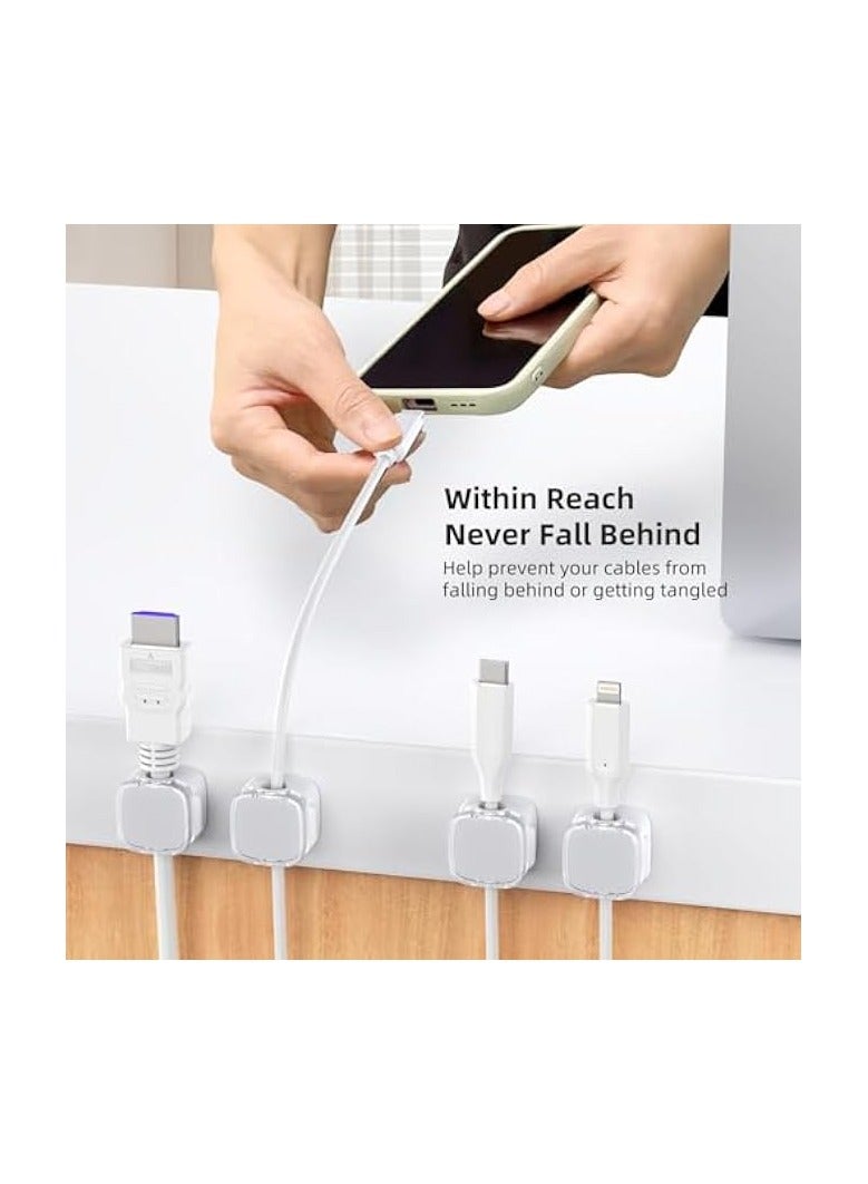 erorex Cord Organizer, 6 Pack Magnetic Cable Clips Under Desk Cable Management, Strong Adhesive Cord Holder for Nightstand Kitchen Appliances Car Wall Office Desk Phone Wire Keeper, Crystal White - Image 2