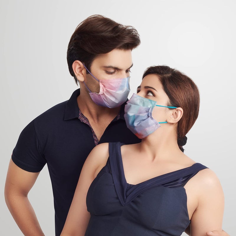 QUARANT Meltblown - Dual SMMS Fabric 4 Ply Designer Protective Face Mask with Nose Clip and Reusable Travel Pouch, Fashion That's Safe (Prism Combo, Pack of 50) for Unisex - Image 2