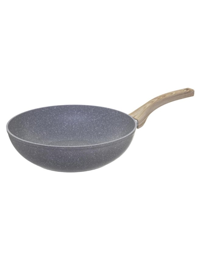 Five Simply Smart Nature Forged Aluminium Wok Pan Grey and Beige 28cm 120071A - Image 1