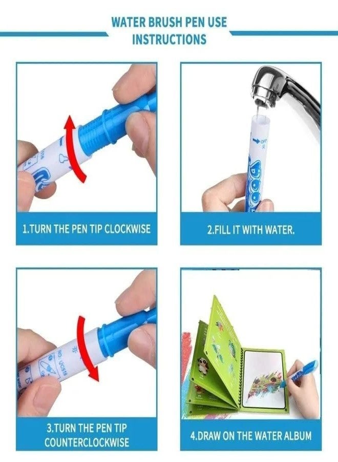 Magic Water Coloring Book for Kids - Reusable, Mess-Free Art, Travel Toy, Promotes Fine Motor Skills, Educational Fun & Bonding Time (Pack of 2) Random Theme - Image 3