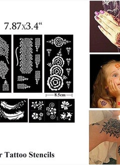 XMASIR Henna Tattoo Kit Stencils, 16 Sheets Temporary Reusable Tattoo Sets Indian Arabian Temporary Tattoo Templates Kit for Body Art Paint  - Image 2