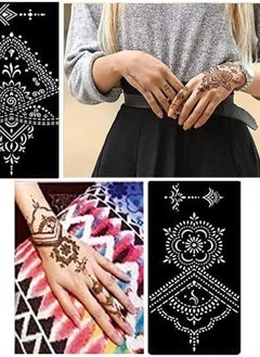 XMASIR Henna Tattoo Kit Stencils, 16 Sheets Temporary Reusable Tattoo Sets Indian Arabian Temporary Tattoo Templates Kit for Body Art Paint  - Image 4