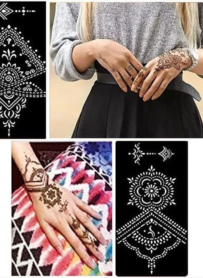 XMASIR - Henna Tattoo Kit Stencils, 16 Sheets Temporary Reusable Tattoo Sets Indian Arabian Temporary Tattoo Templates Kit for Body Art Paint - Image 1