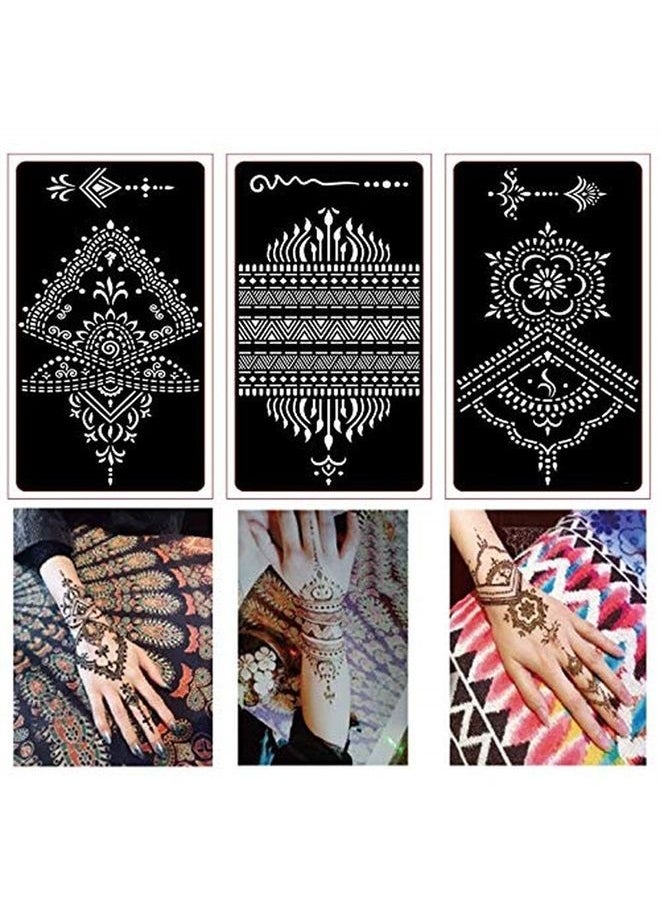 XMASIR - Henna Tattoo Kit Stencils, 16 Sheets Temporary Reusable Tattoo Sets Indian Arabian Temporary Tattoo Templates Kit for Body Art Paint - Image 1