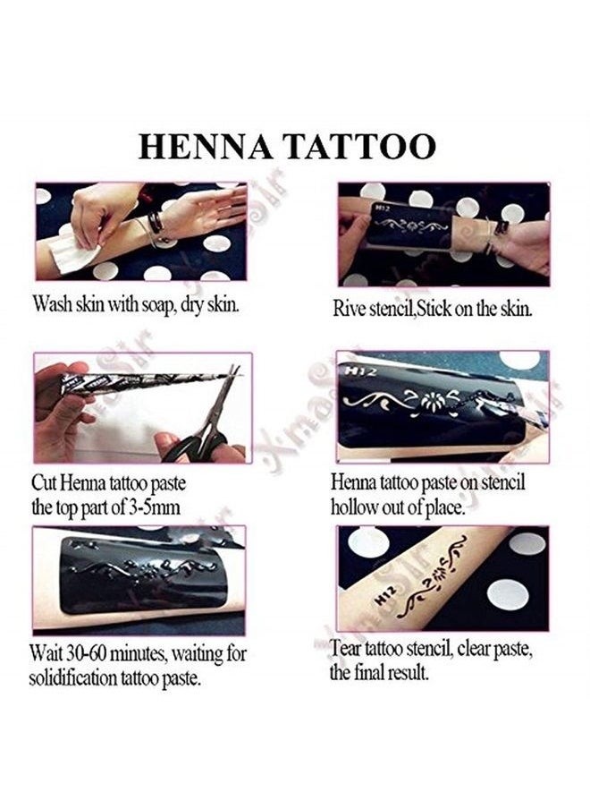 XMASIR - Henna Tattoo Kit Stencils, 16 Sheets Temporary Reusable Tattoo Sets Indian Arabian Temporary Tattoo Templates Kit for Body Art Paint - Image 1