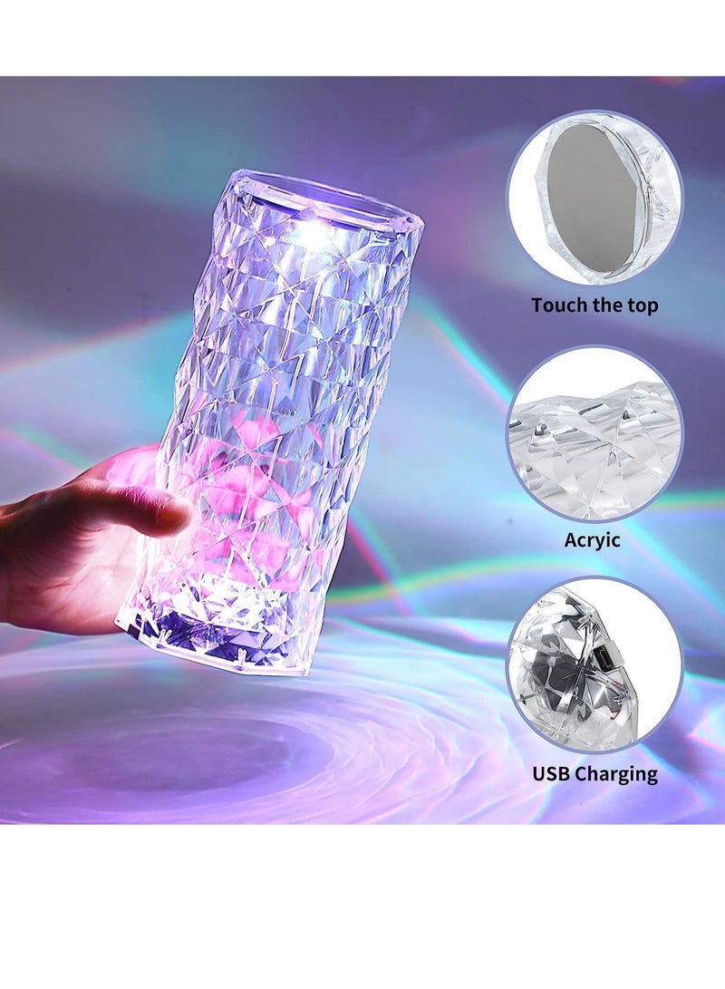ELTRAZONE Crystal Diamond 3D Rose Table Lamp, LED 16 Color changing Night Light with Remote and Touch Control,Built-in Battery USB Rechargeable Desk Lamp for Bedroom,Living room,party, home decor - Image 2