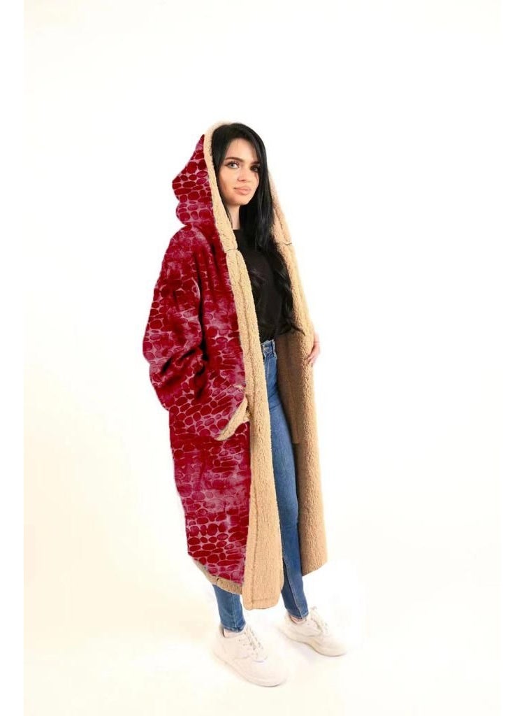 أرام معطف شتوي مخملي ناعم للغاية للرجال والنساء بطبقة مخملية وداخلية من الفرو الكثيف الناعم لتشعر بالدفء.