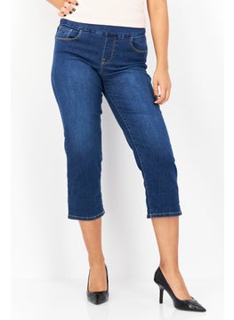 Gloria Vanderbilt Women Regular Fit Plain Stretchable Capri Jeans, Blue  - Image 1