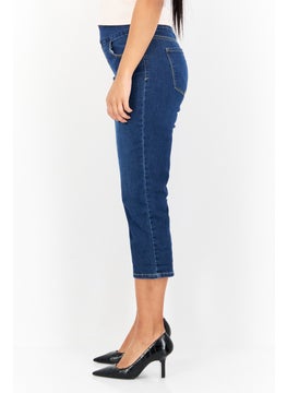 Gloria Vanderbilt Women Regular Fit Plain Stretchable Capri Jeans, Blue  - Image 2
