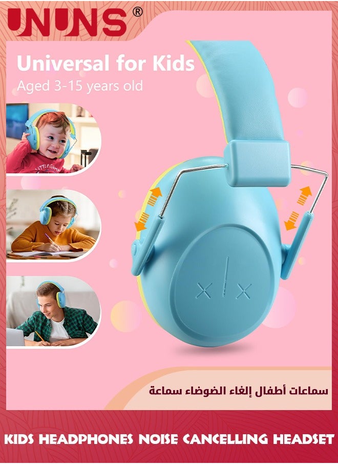 UNUNS Kids Noise Cancelling Headphones,Hearing Protection Earbuds,Foldable Adjustable Noise Blocking Headphones For Toddler Children Adults,Perfect For Sleeping Studying Shooting,Light Blue  - Image 3