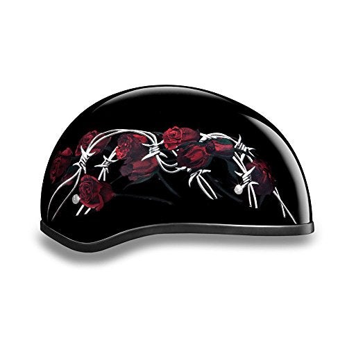 Daytona HELMETS Motorcycle Half Helmet Skull Cap- Barbed Roses 100% DOT Approved - Image 4