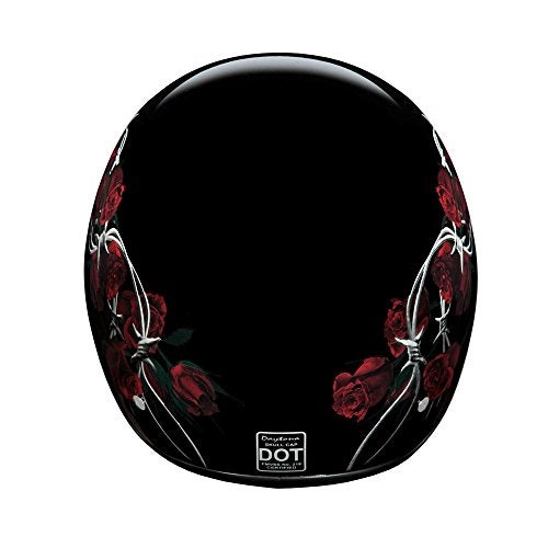 Daytona HELMETS Motorcycle Half Helmet Skull Cap- Barbed Roses 100% DOT Approved - Image 5
