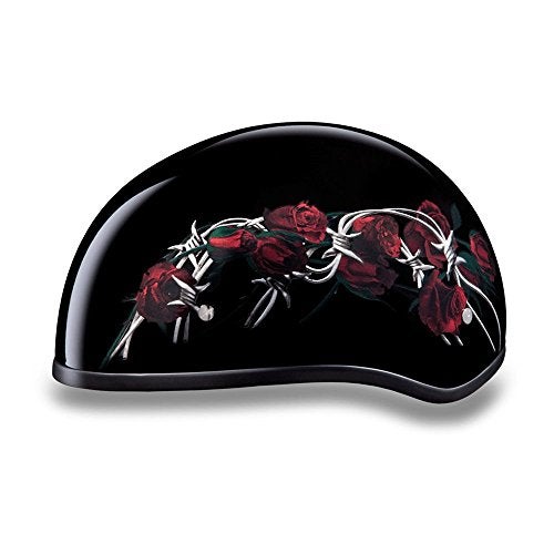 Daytona HELMETS Motorcycle Half Helmet Skull Cap- Barbed Roses 100% DOT Approved - Image 2