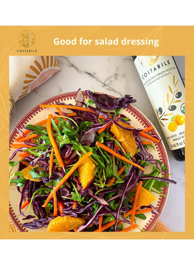 Costabile Orange Infused Olive Oil, Extra Virgin Organic from Italy. Polyphenol rich olive oil flavored with natural Italian orange. For salads, baking and cooking healthy keto friendly food 8.45Fl.Oz - Image 2