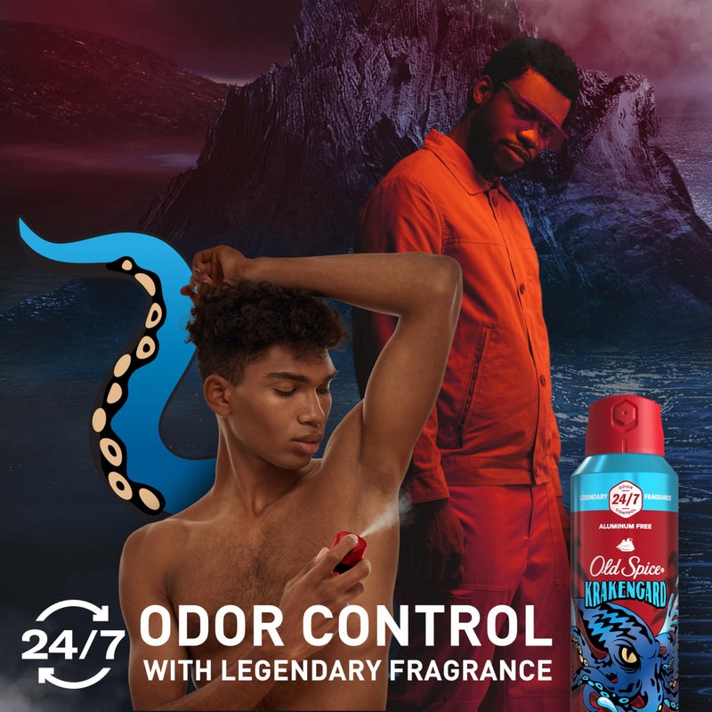 Old Spice Aluminum Free Body Spray for Men, 24/7 Odor Protection, 24/7 Lasting Fragnance & Freshness, Cologne Quality Scent, Krakengard with Deep Ocean Scent, 5.1 oz (Pack of 2) - Image 3