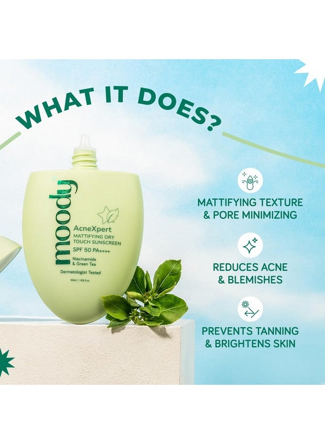  مودي جل الحماية من الشمس Acnexpert Ultra Matte Dry Touch مع النياسيناميد والشاي الأخضر لجميع أنواع البشرة | مقاوم للماء والعرق مع عامل حماية من الشمس 50 Pa++++ | لا يترك طبقة بيضاء، غير دهني وغير كوميدوغينيك - 50 مل - Image 2