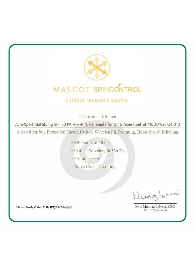  مودي جل الحماية من الشمس Acnexpert Ultra Matte Dry Touch مع النياسيناميد والشاي الأخضر لجميع أنواع البشرة | مقاوم للماء والعرق مع عامل حماية من الشمس 50 Pa++++ | لا يترك طبقة بيضاء، غير دهني وغير كوميدوغينيك - 50 مل - Image 4