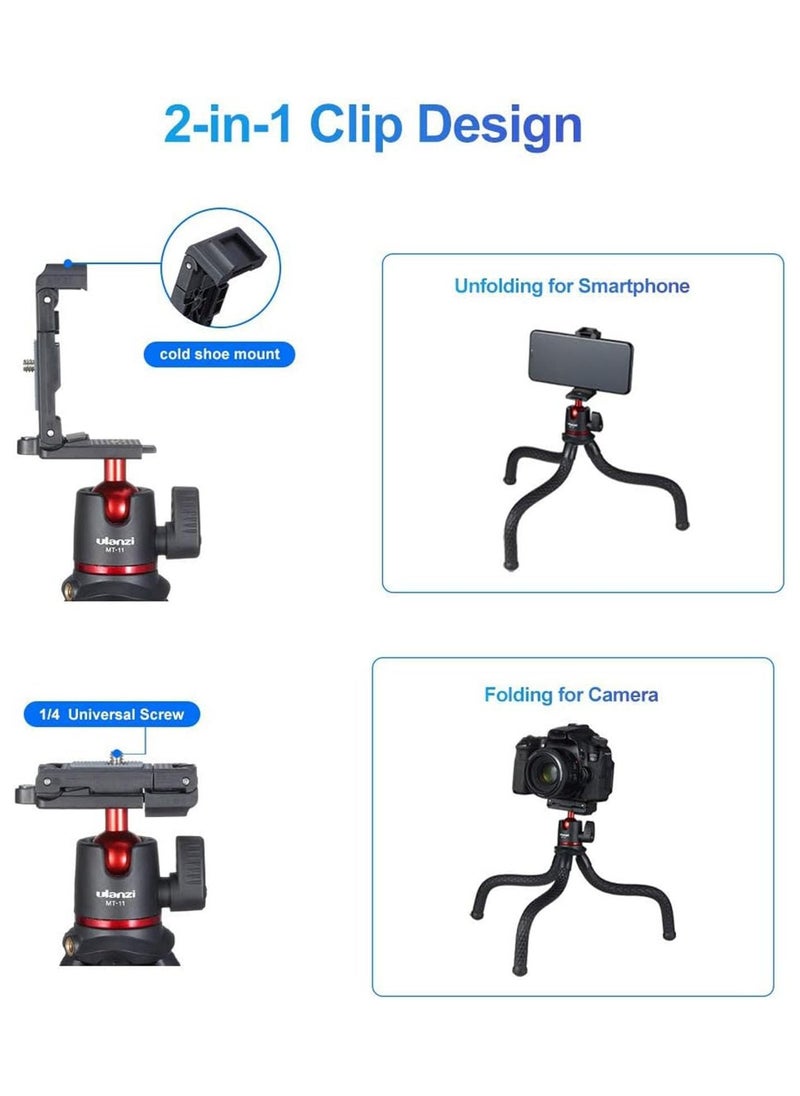 Ulanzi ULANZI Camera Tripod, Mini Flexible Stand with Hidden Phone Holder w Cold Shoe Mount, 1/4'' Screw for Magic Arm, Universal for iPhone 16 15 14 Pro Max XS Max X 8 Samsung Canon Nikon Sony Cameras  - Image 2